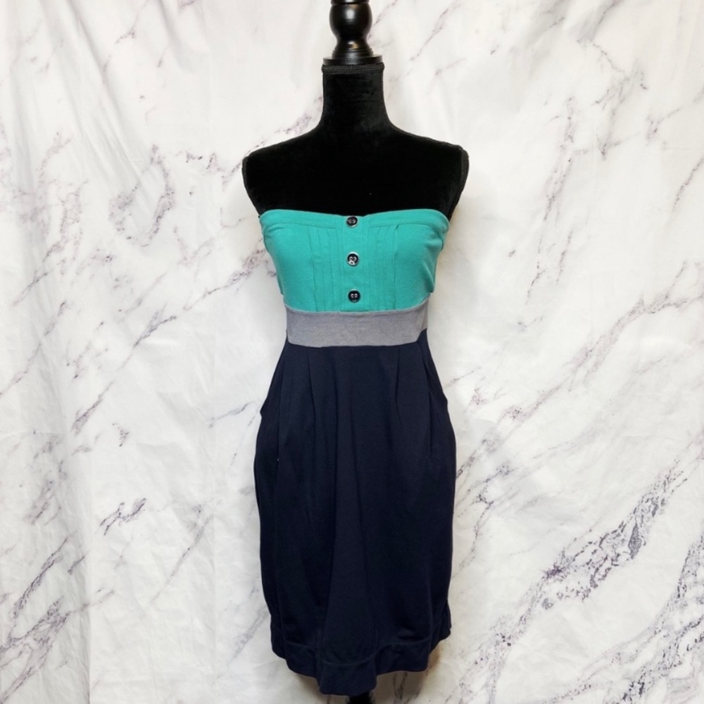 Anthropologie Ric Rac Colorblock Strapless Dress - Picture 1 of 8